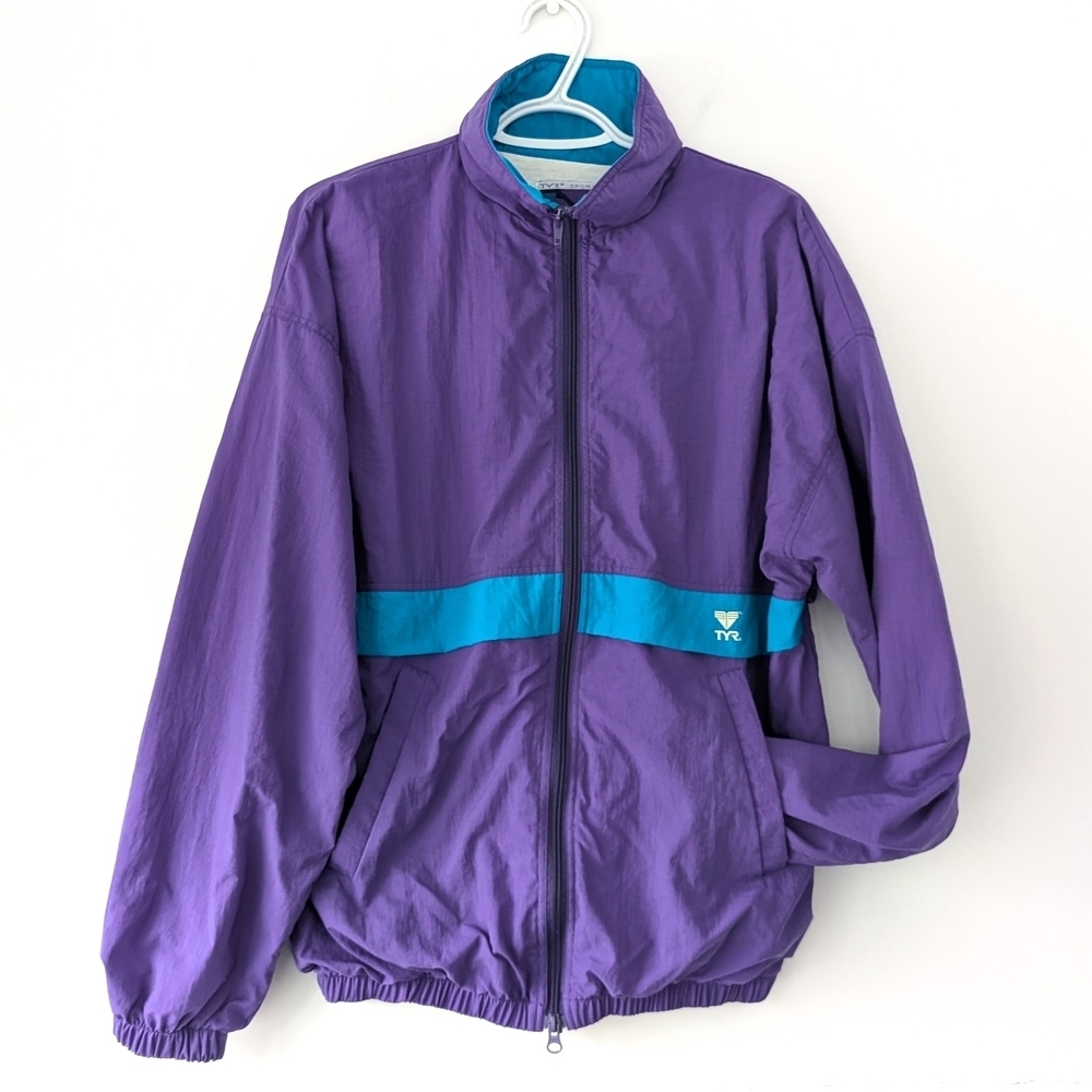 Vintage TYR Retro Sportswear Tracksuit Purple / Turquoise Jacket ~ Size Small